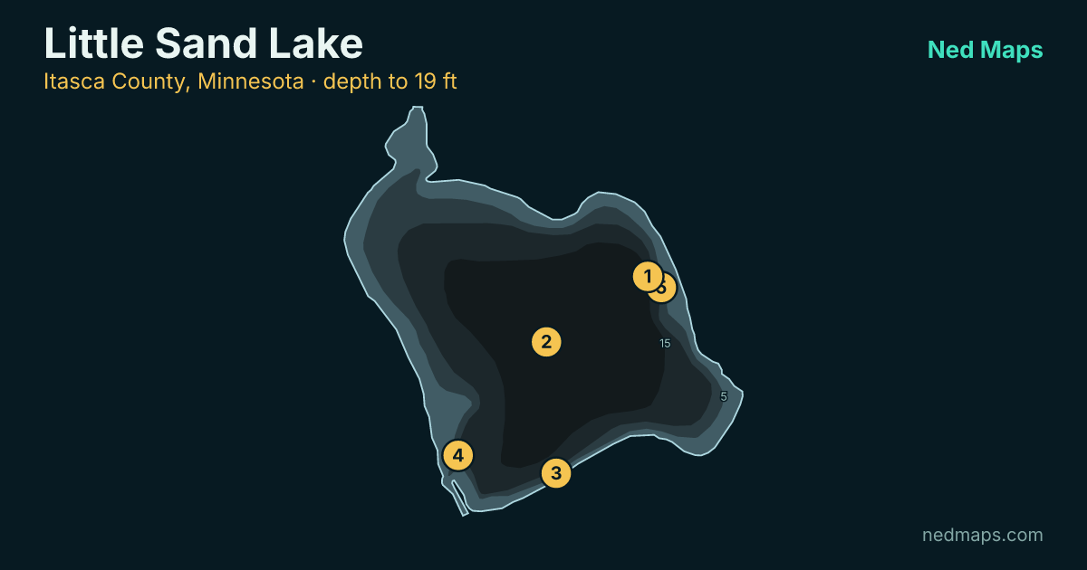 Little Sand Lake depth contour map, Itasca County, Minnesota