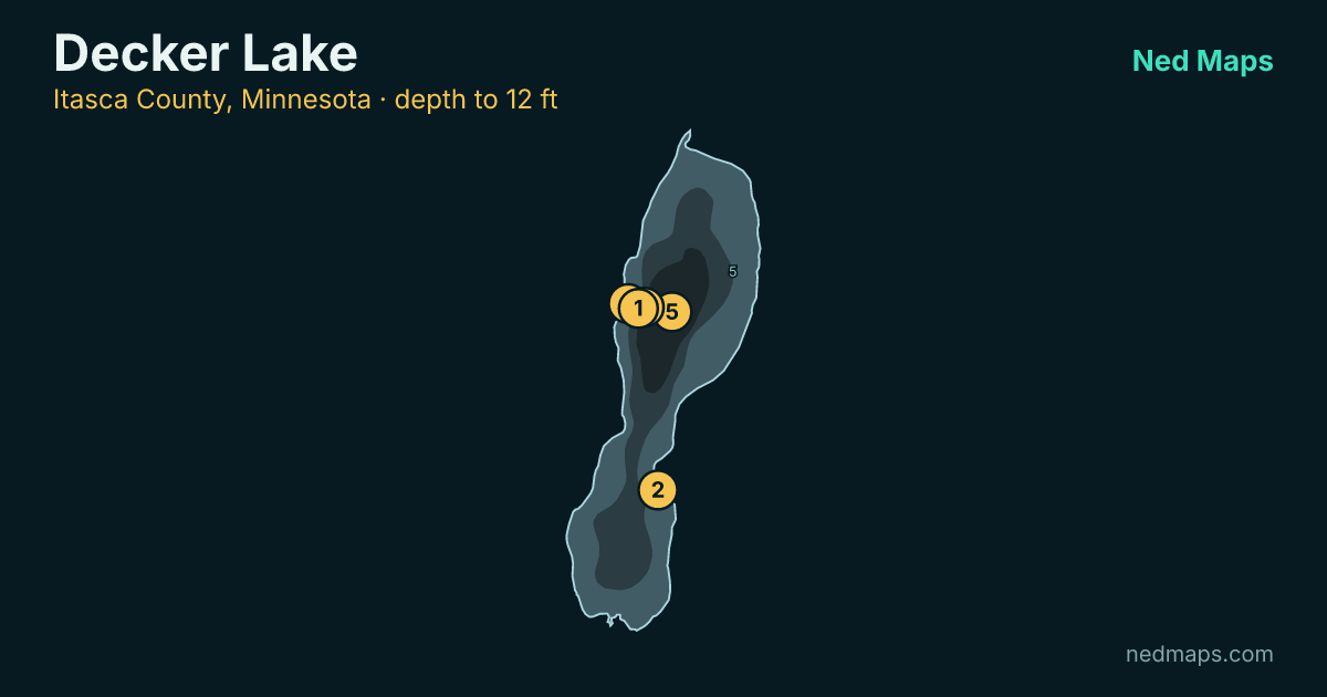 Decker Lake depth contour map, Itasca County, Minnesota