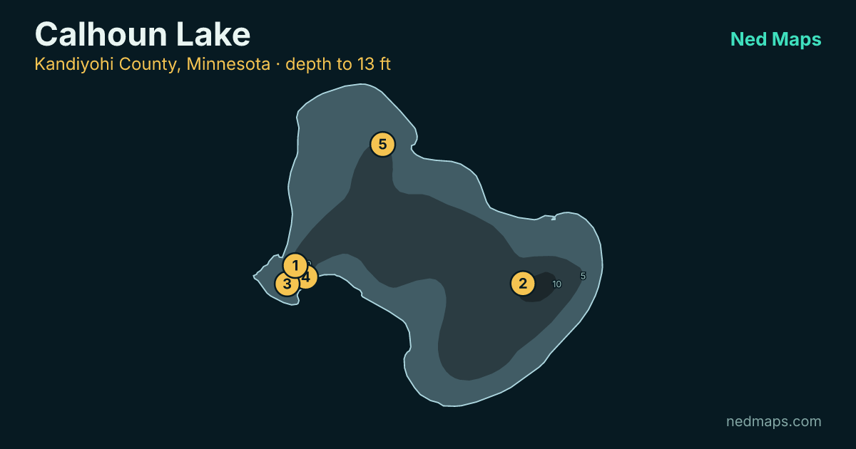 Calhoun Lake depth contour map, Kandiyohi County, Minnesota