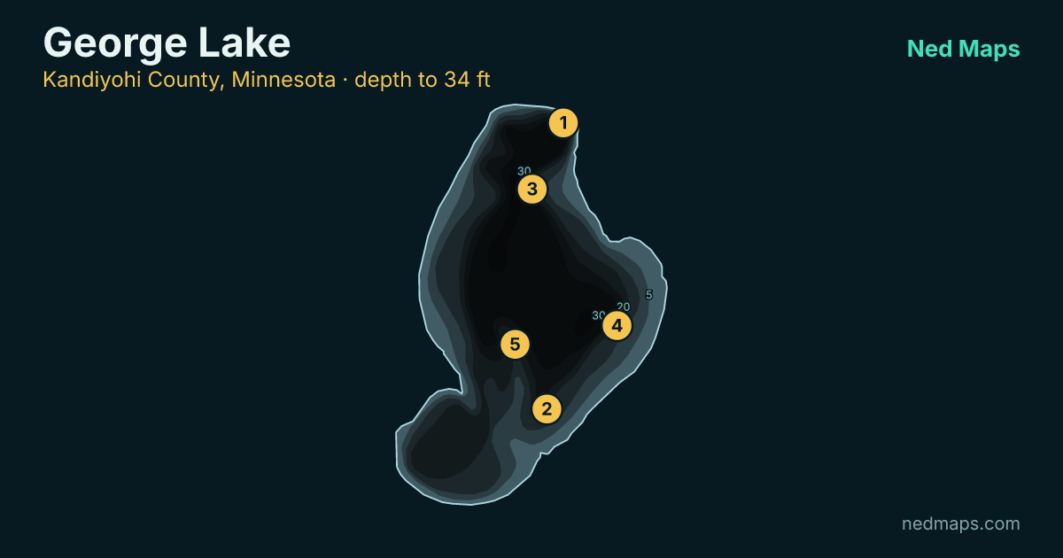 George Lake depth contour map, Kandiyohi County, Minnesota