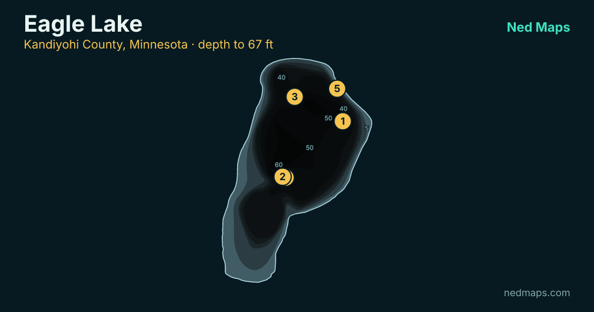Eagle Lake depth contour map, Kandiyohi County, Minnesota