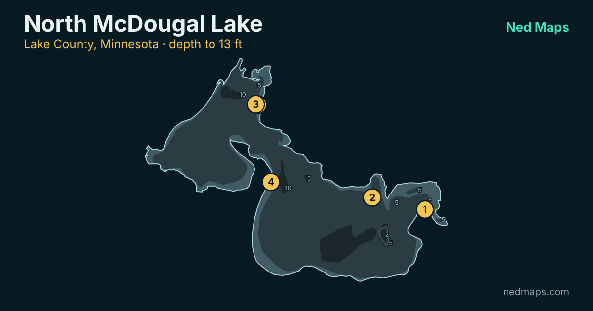 North McDougal Lake depth contour map, Lake County, Minnesota