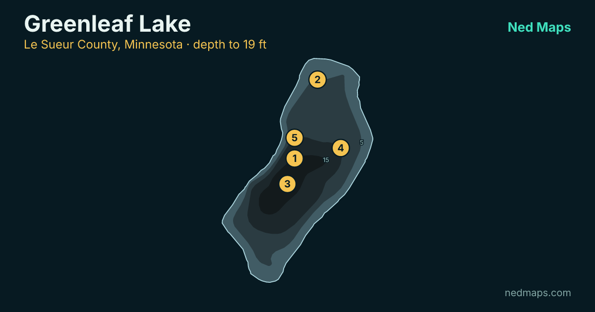 Greenleaf Lake depth contour map, Le Sueur County, Minnesota
