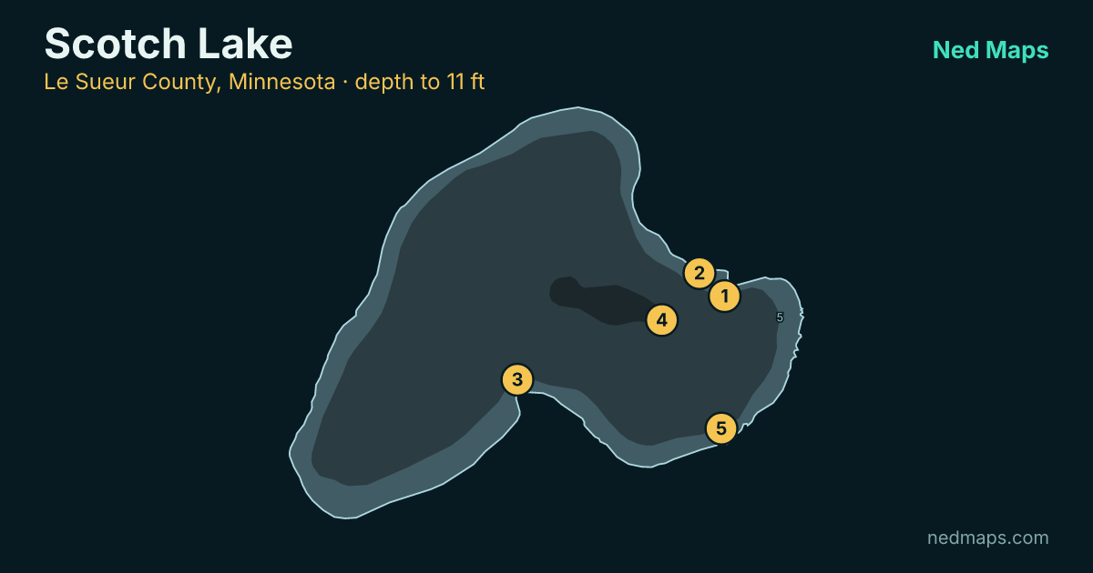 Scotch Lake depth contour map, Le Sueur County, Minnesota
