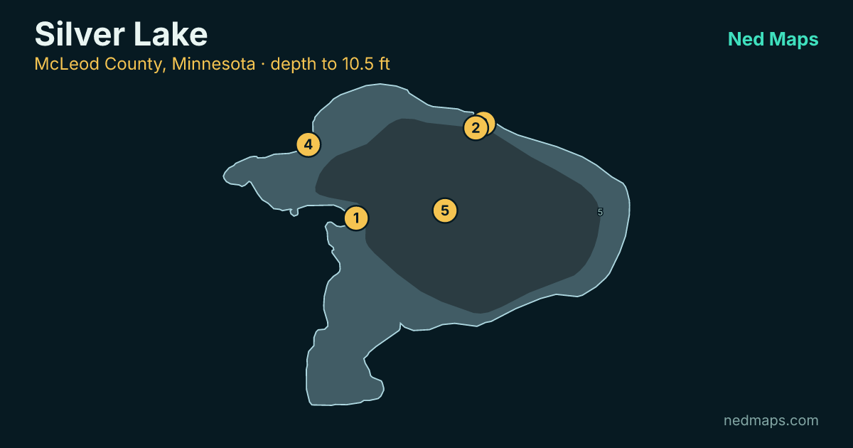 Silver Lake depth contour map, McLeod County, Minnesota