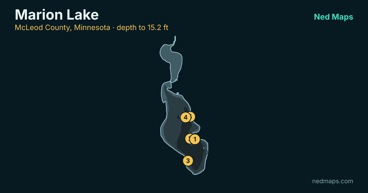 Marion Lake depth contour map, McLeod County, Minnesota