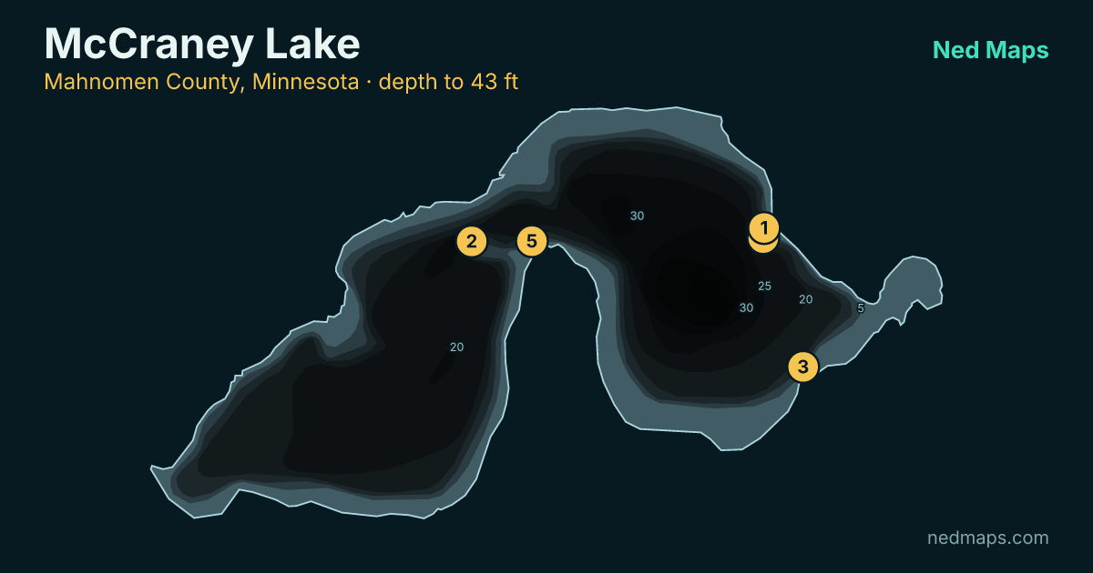 McCraney Lake depth contour map, Mahnomen County, Minnesota
