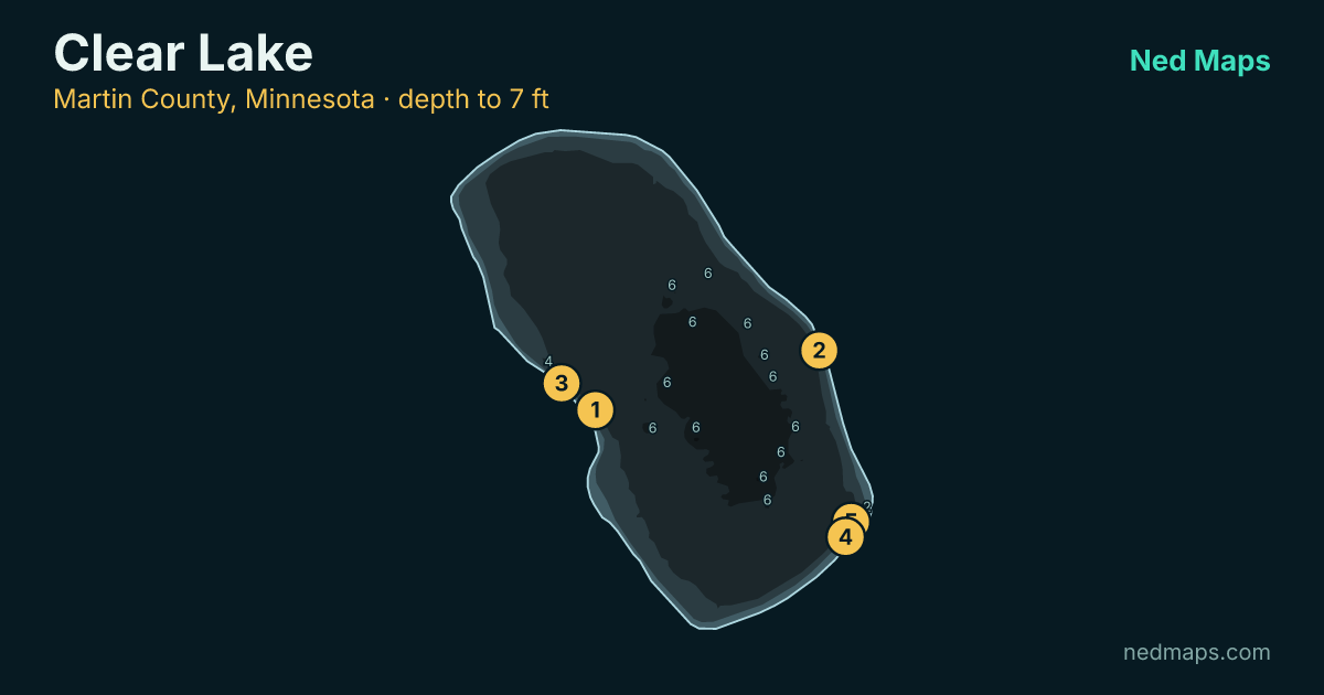 Clear Lake depth contour map, Martin County, Minnesota