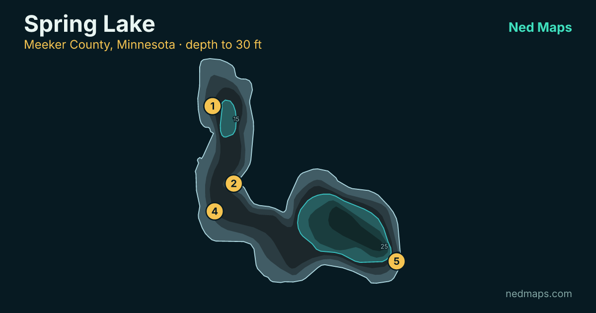 Depth contour map of Spring Lake, Meeker County