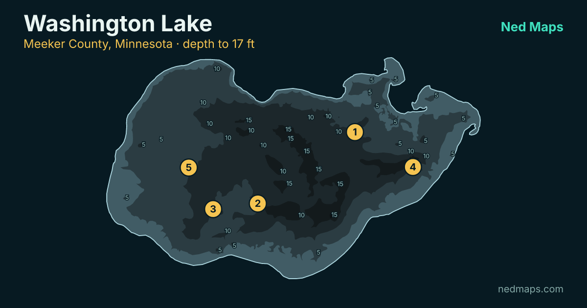 Washington Lake depth contour map, Meeker County, Minnesota