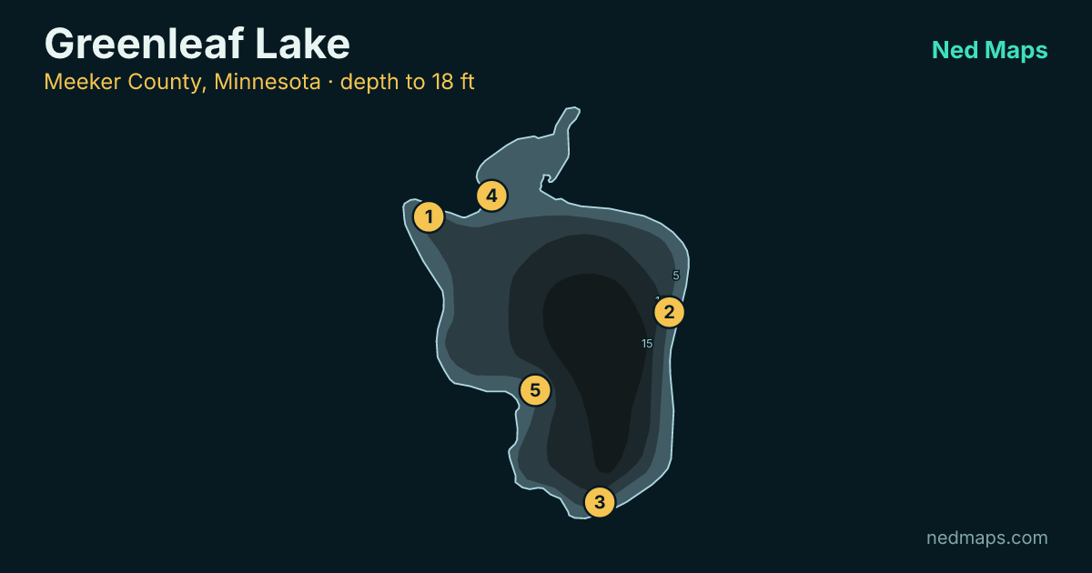 Depth contour map of Greenleaf Lake, Meeker County