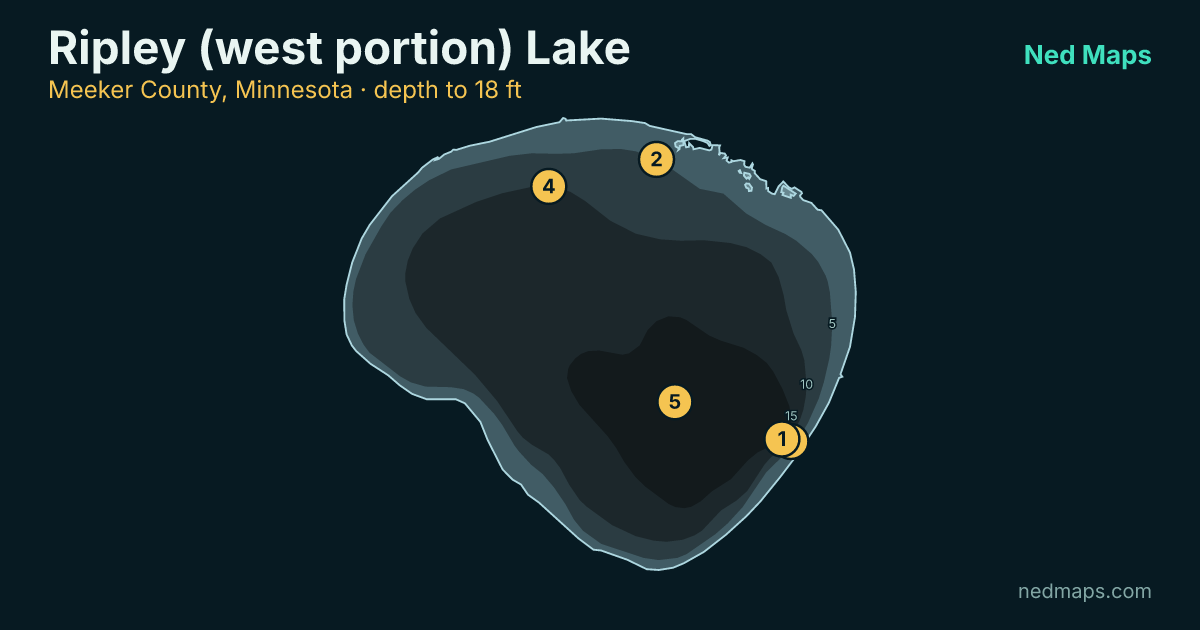 Ripley (west portion) Lake depth contour map, Meeker County, Minnesota