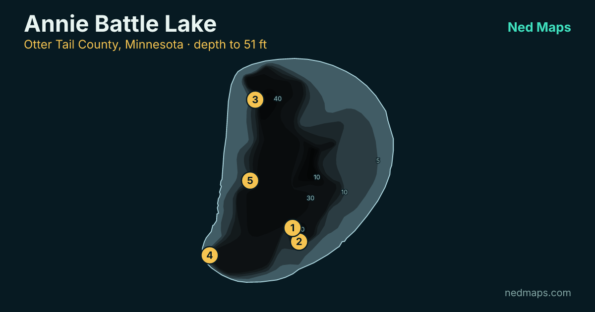 Annie Battle Lake depth contour map, Otter Tail County, Minnesota