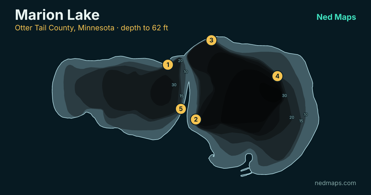 Marion Lake depth contour map, Otter Tail County, Minnesota