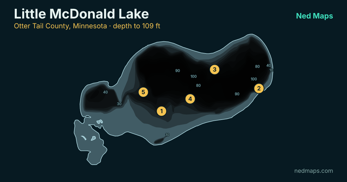 Little McDonald Lake depth contour map, Otter Tail County, Minnesota
