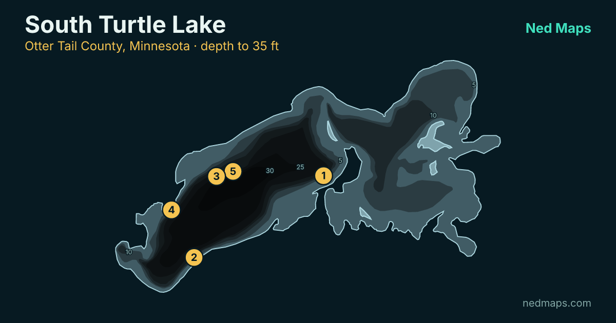 South Turtle Lake depth contour map, Otter Tail County, Minnesota