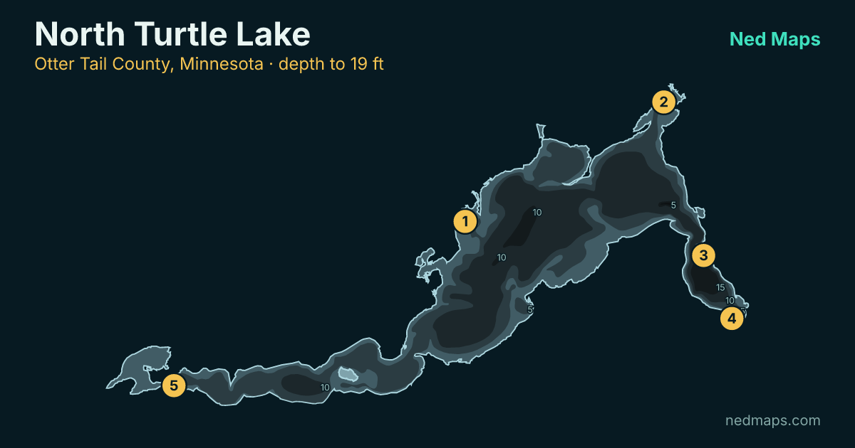 North Turtle Lake depth contour map, Otter Tail County, Minnesota