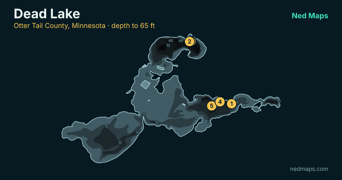 Dead Lake depth contour map, Otter Tail County, Minnesota