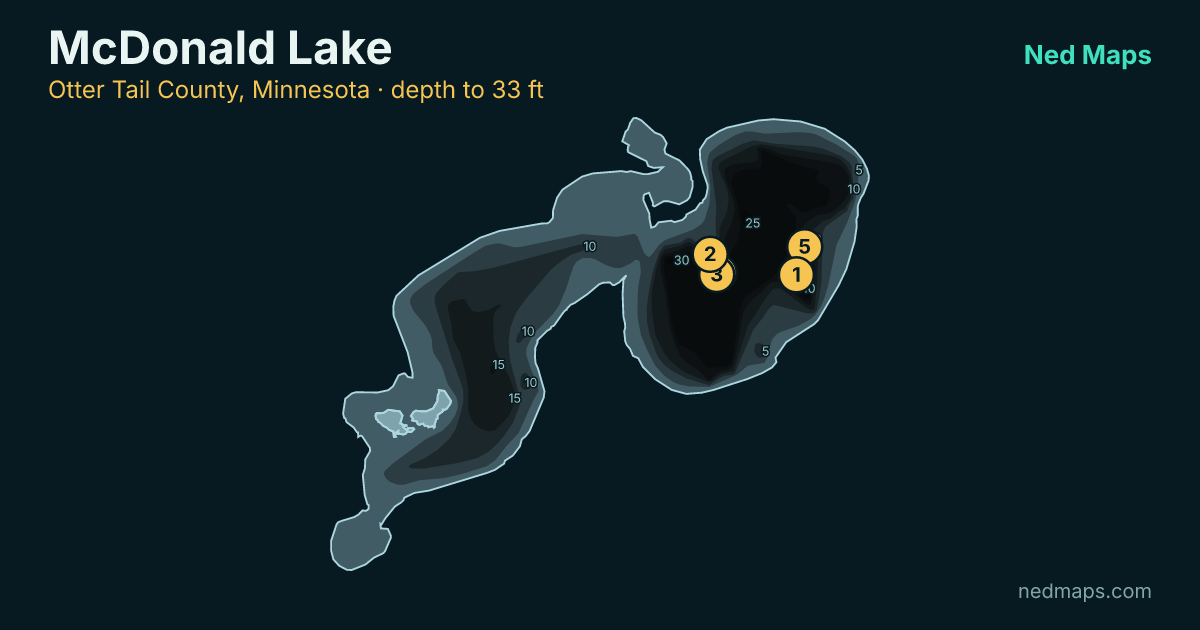 McDonald Lake depth contour map, Otter Tail County, Minnesota