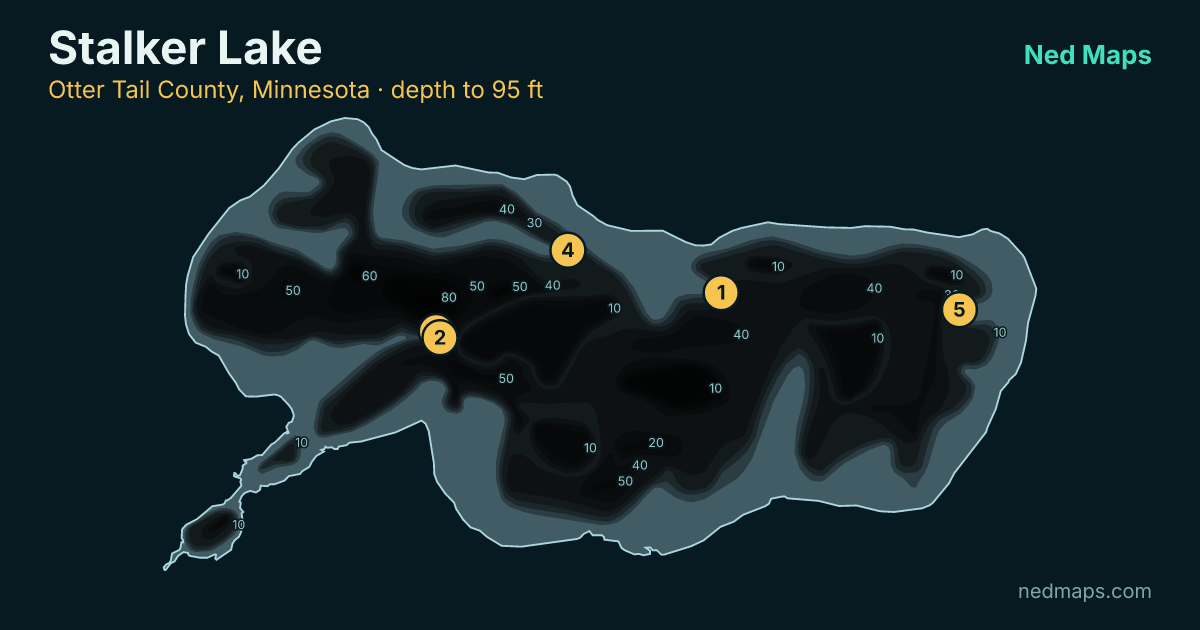 Stalker Lake depth contour map, Otter Tail County, Minnesota