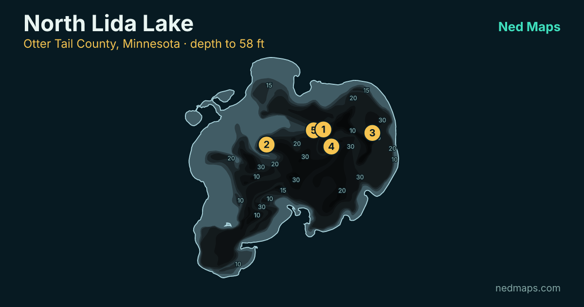 North Lida Lake depth contour map, Otter Tail County, Minnesota