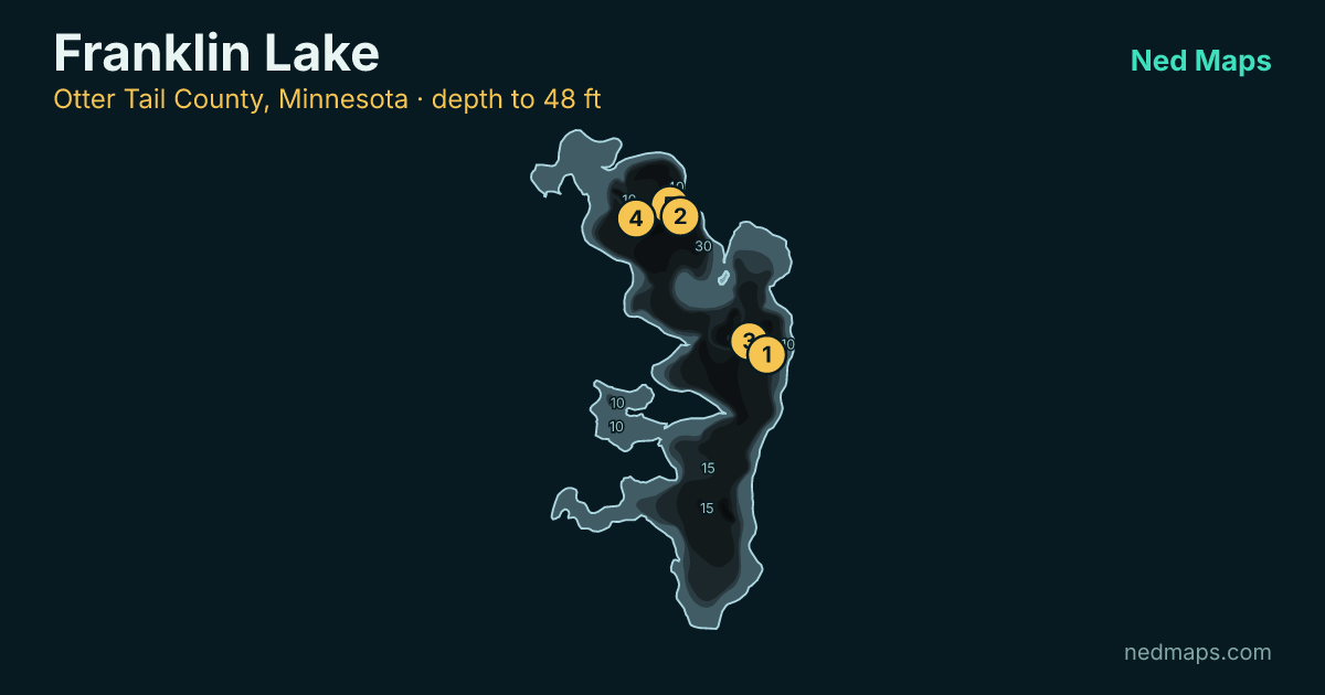 Franklin Lake depth contour map, Otter Tail County, Minnesota