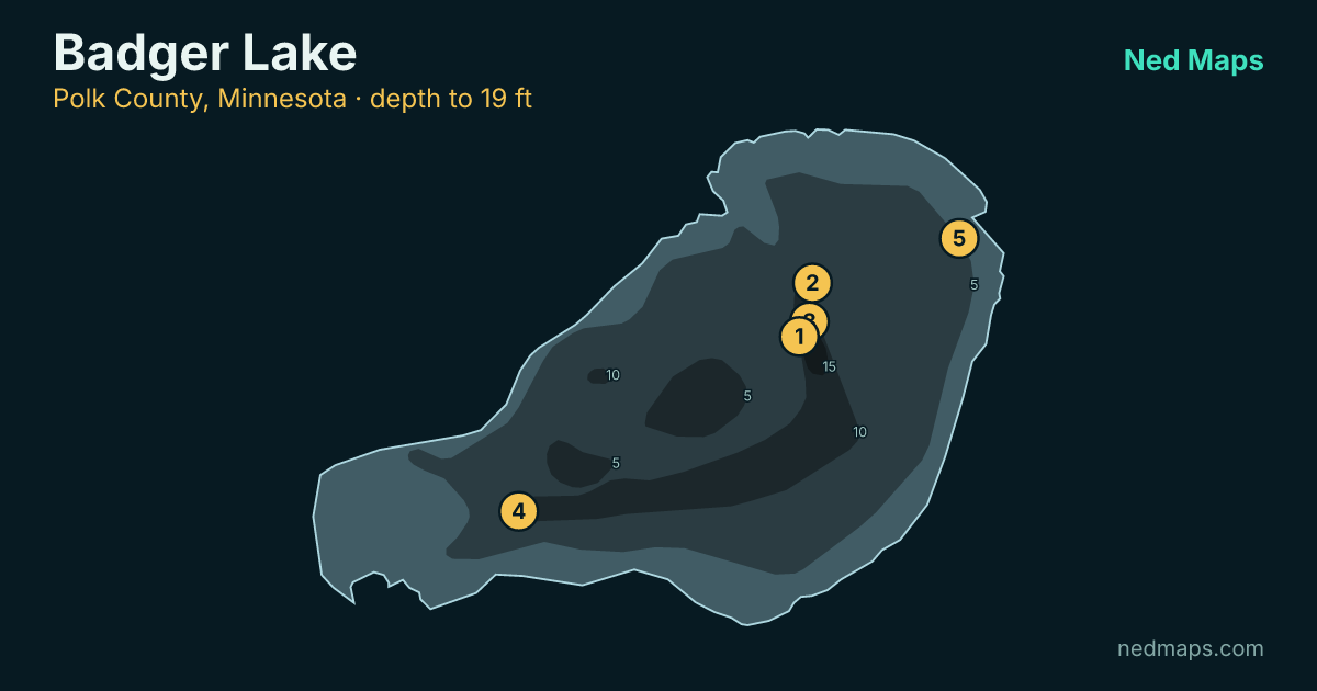 Badger Lake depth contour map, Polk County, Minnesota