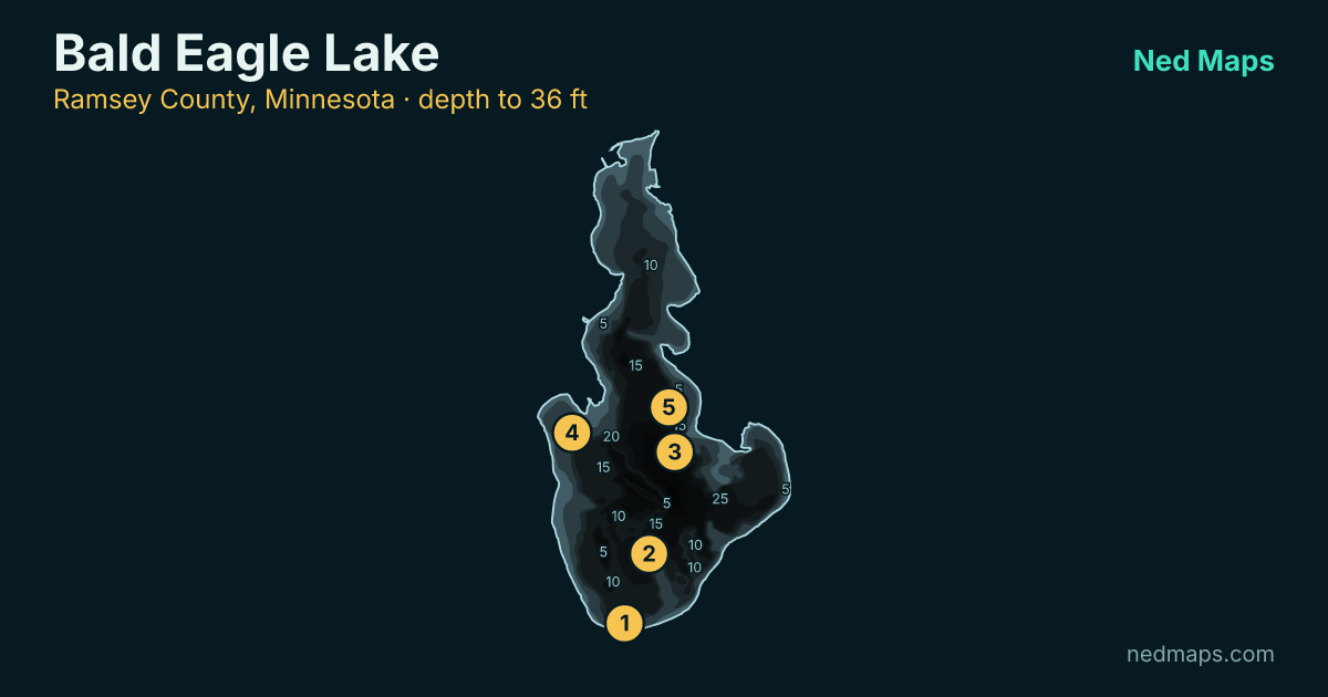 Bald Eagle Lake depth contour map, Ramsey County, Minnesota