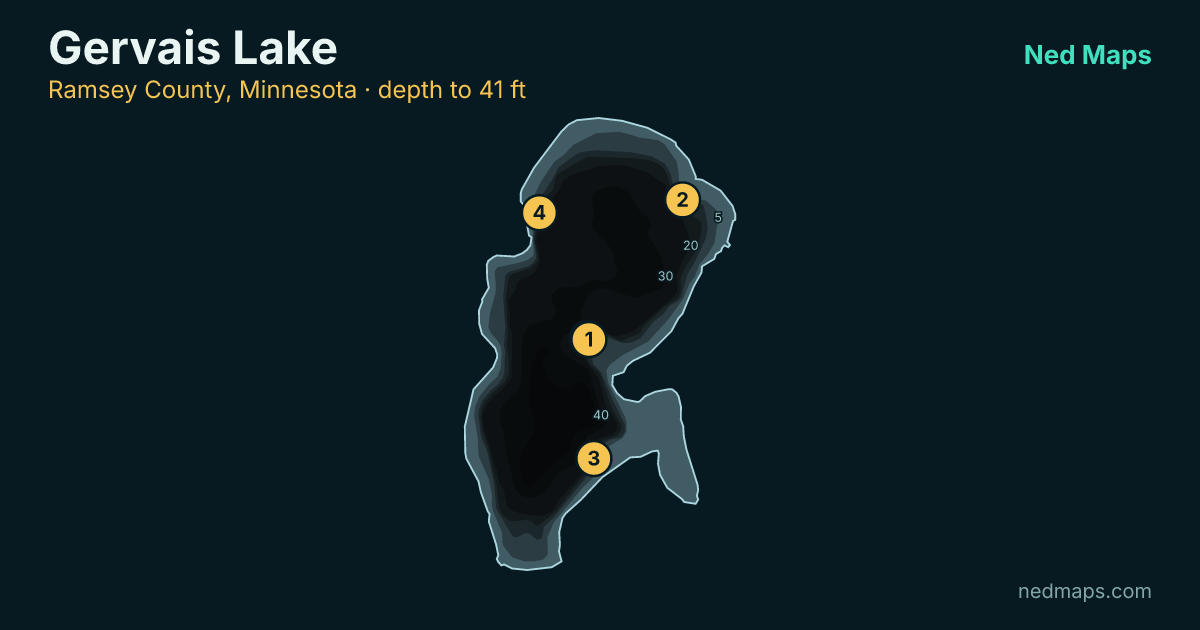 Gervais Lake depth contour map, Ramsey County, Minnesota