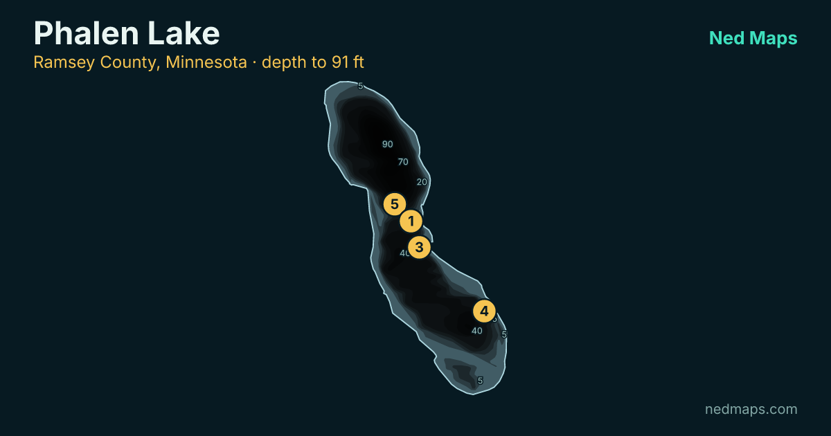 Phalen Lake depth contour map, Ramsey County, Minnesota