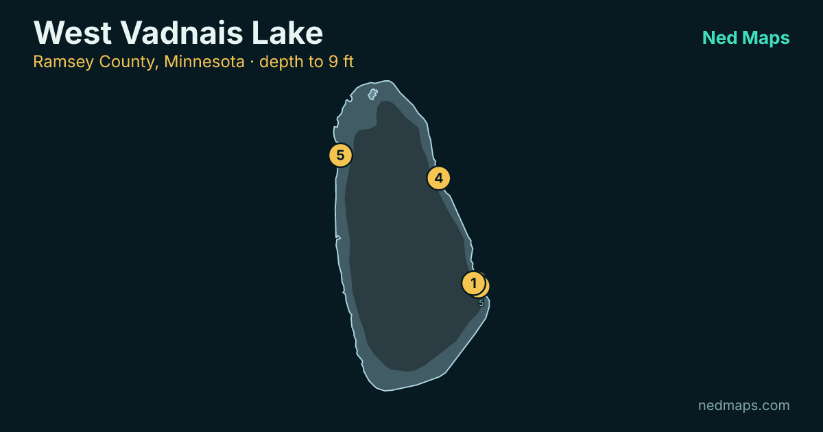 West Vadnais Lake depth contour map, Ramsey County, Minnesota