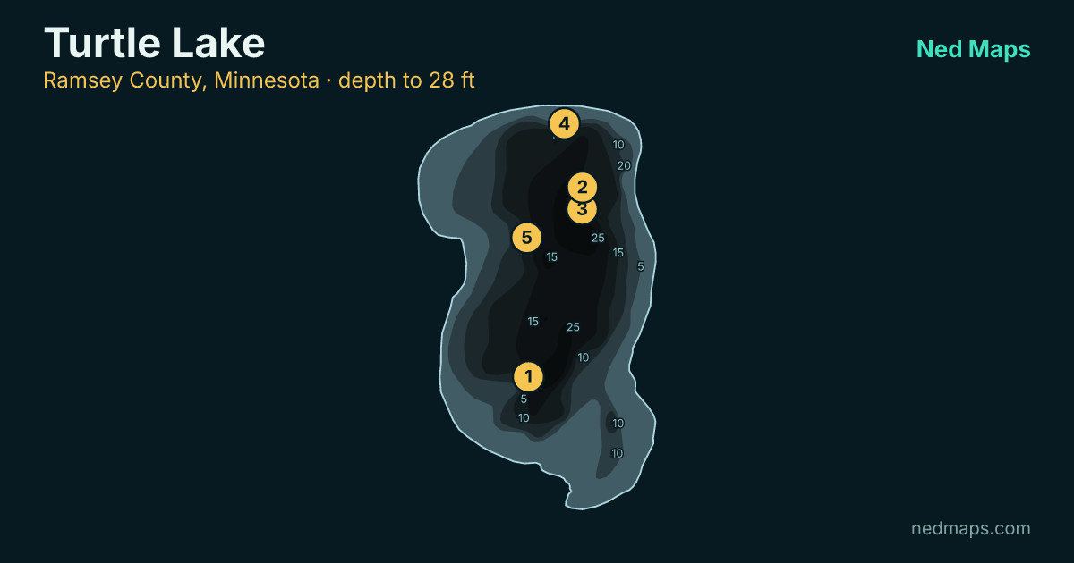 Turtle Lake depth contour map, Ramsey County, Minnesota