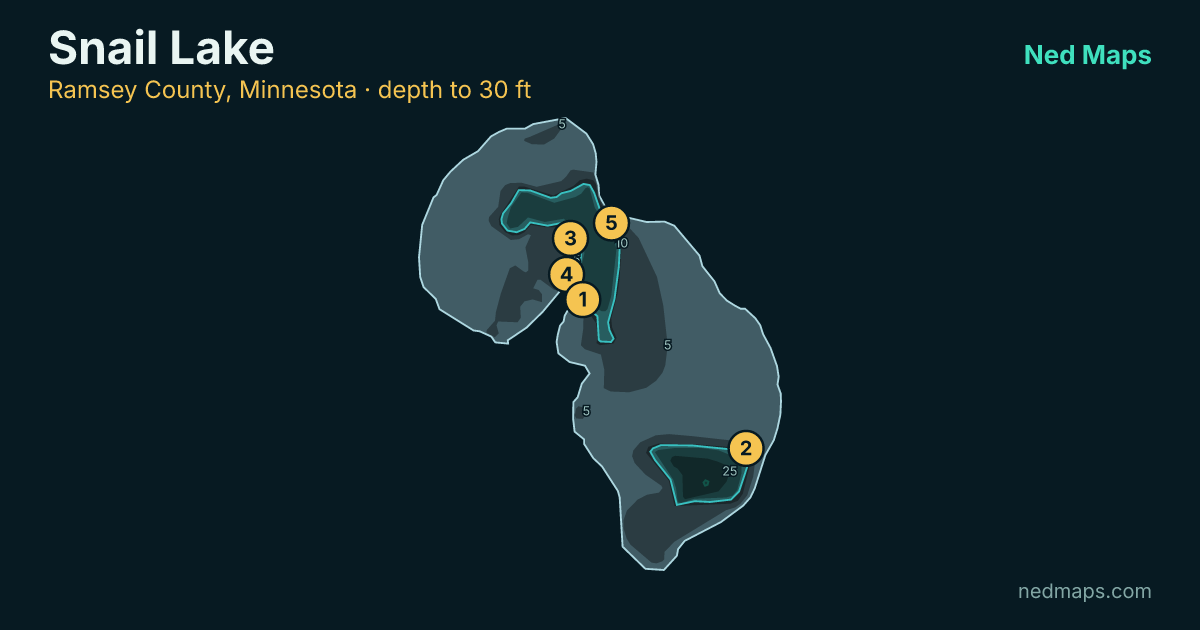 Snail Lake depth contour map, Ramsey County, Minnesota