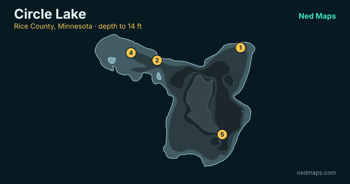 Circle Lake depth contour map, Rice County, Minnesota