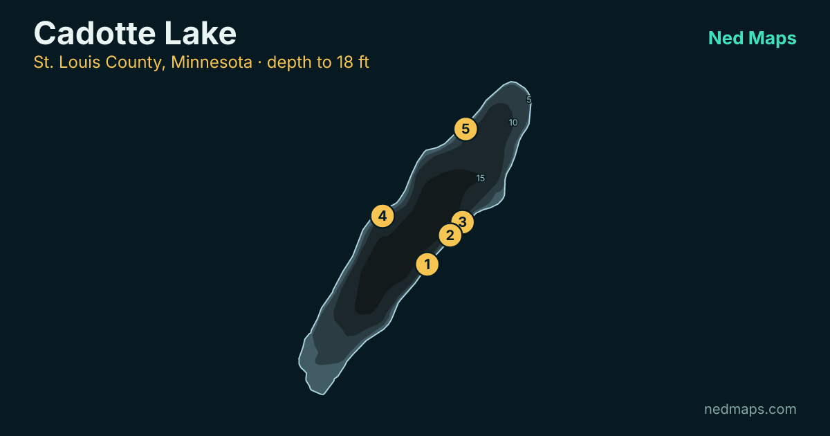 Cadotte Lake depth contour map, St. Louis County, Minnesota