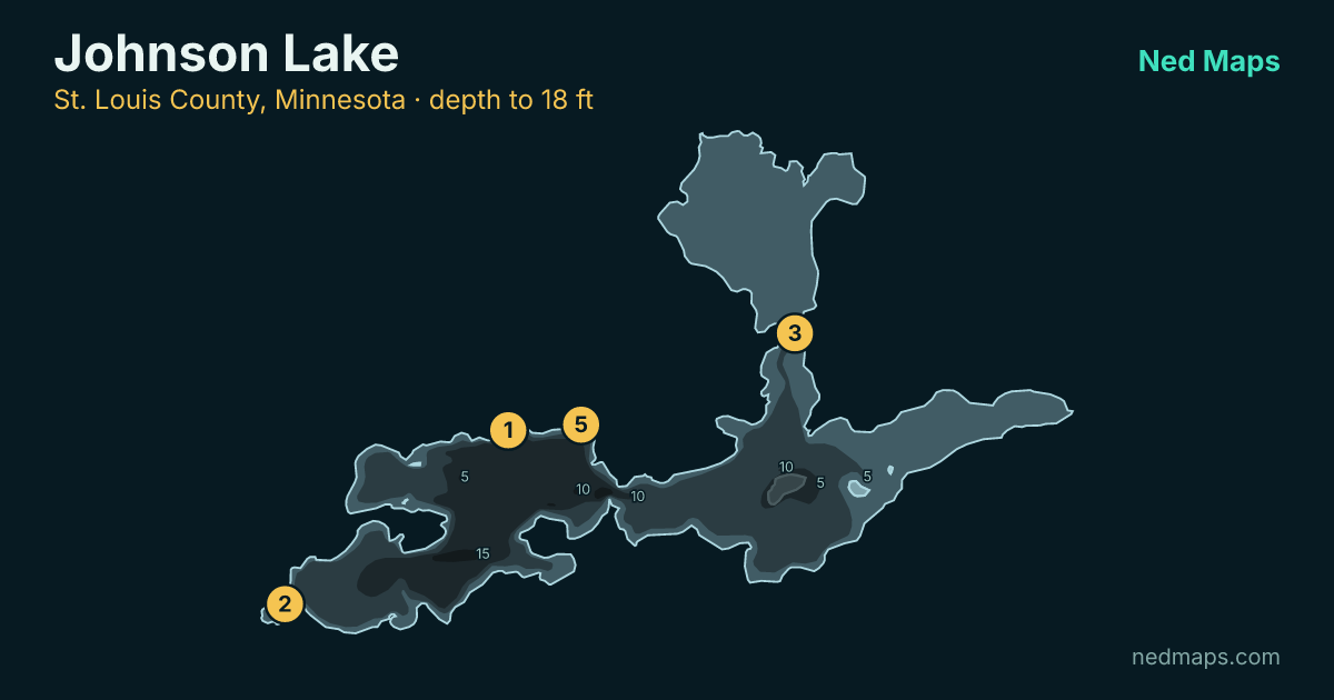 Johnson Lake depth contour map, St. Louis County, Minnesota