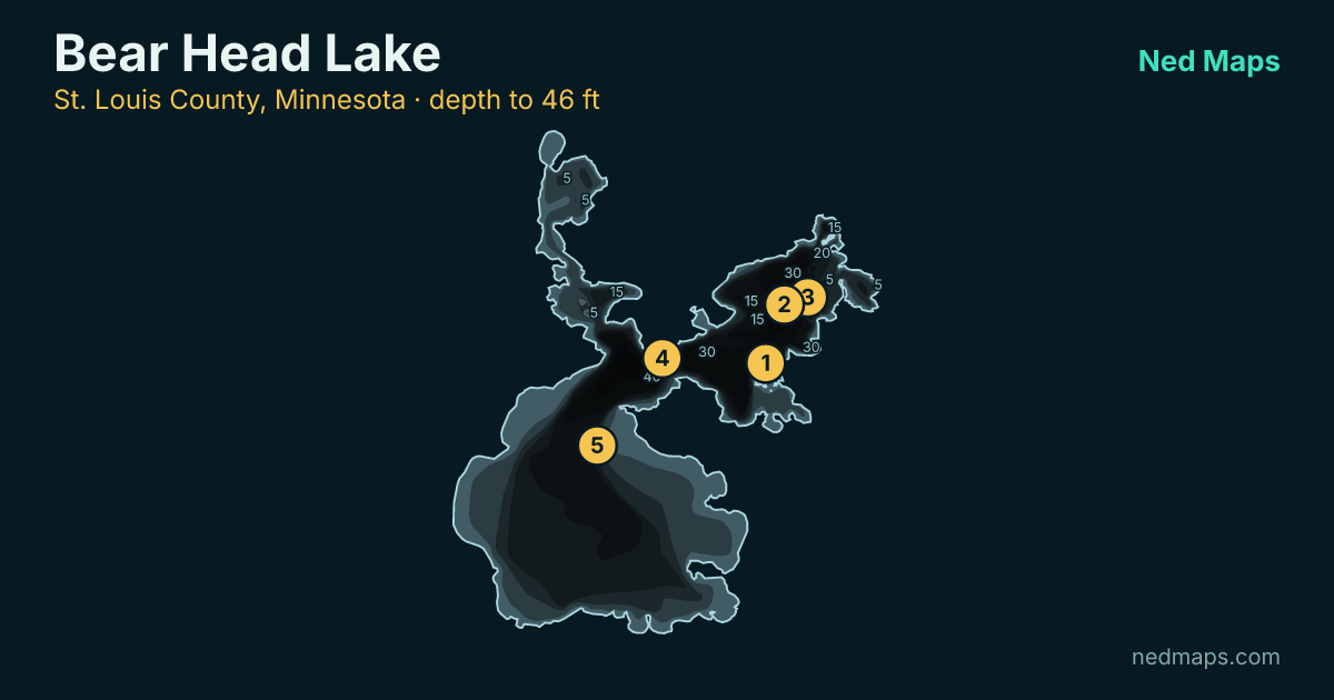 Bear Head Lake depth contour map, St. Louis County, Minnesota