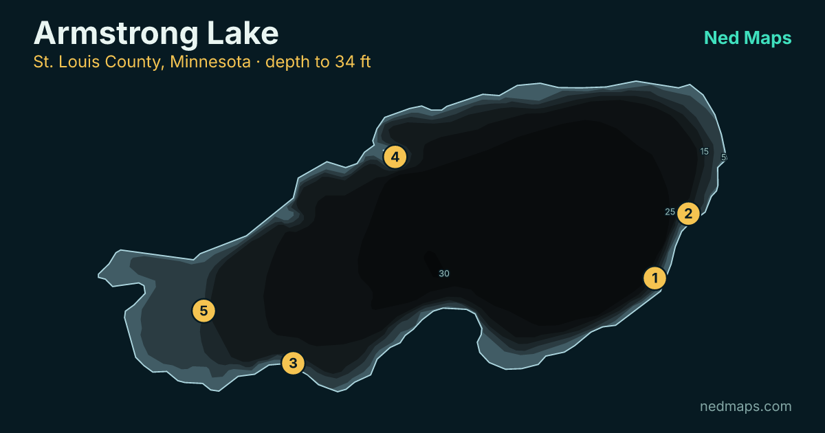 Armstrong Lake depth contour map, St. Louis County, Minnesota