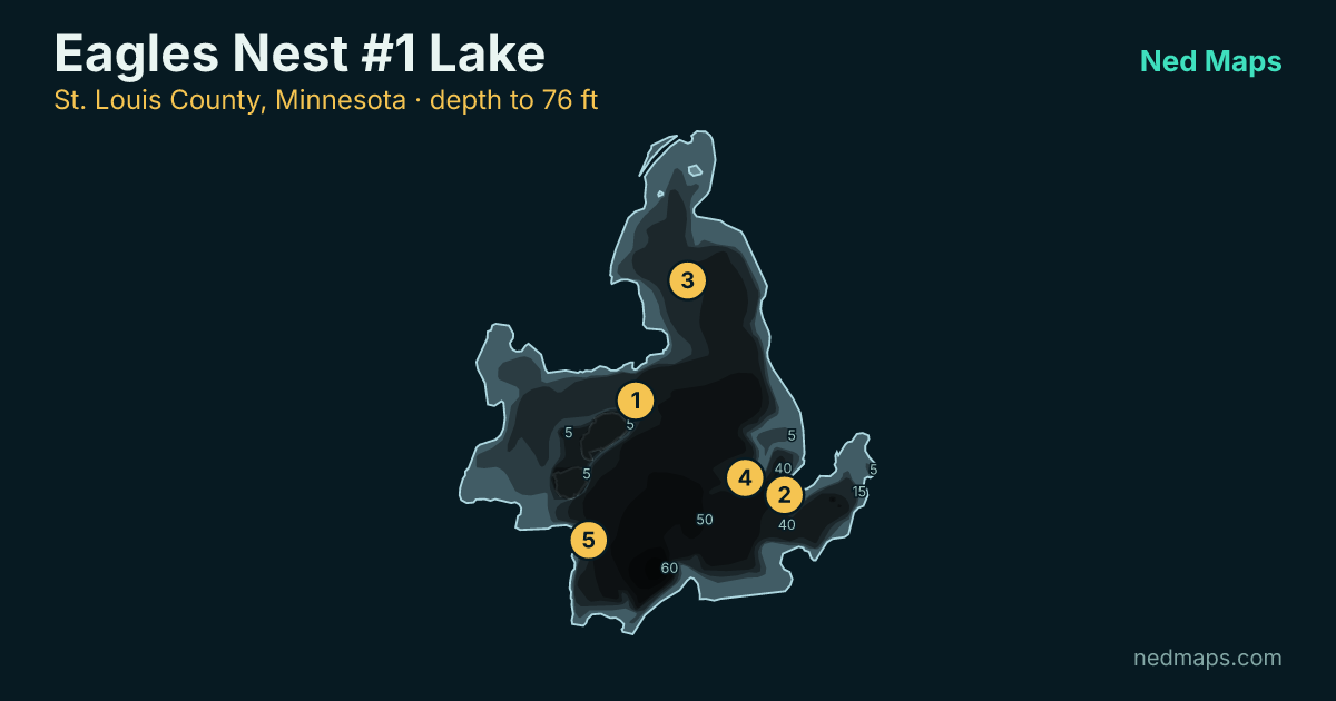 Eagles Nest #1 Lake depth contour map, St. Louis County, Minnesota