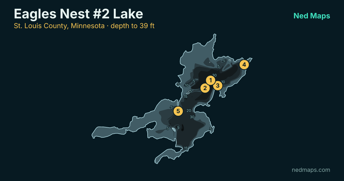 Depth contour map of Eagles Nest #2 Lake, St. Louis County
