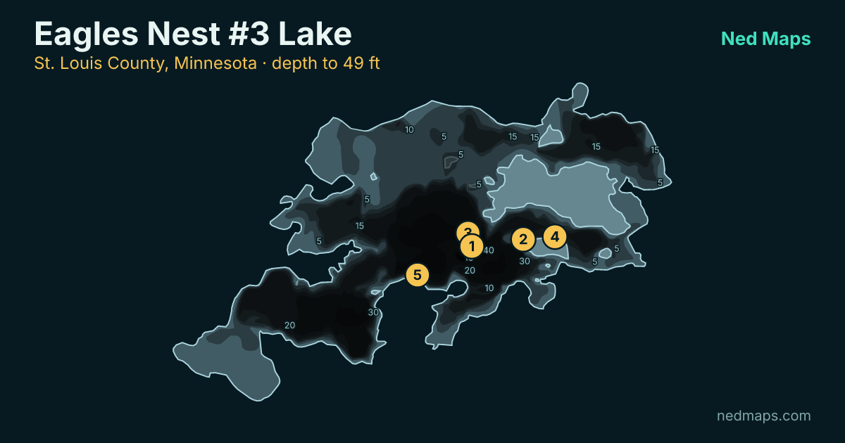 Eagles Nest #3 Lake depth contour map, St. Louis County, Minnesota