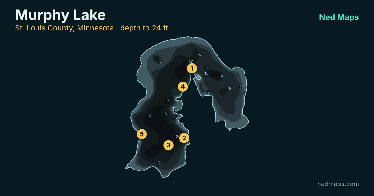 Murphy Lake depth contour map, St. Louis County, Minnesota