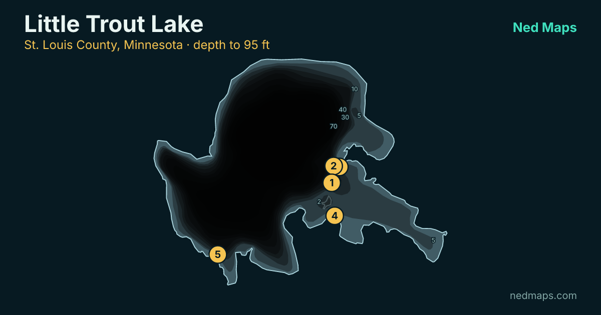Little Trout Lake depth contour map, St. Louis County, Minnesota