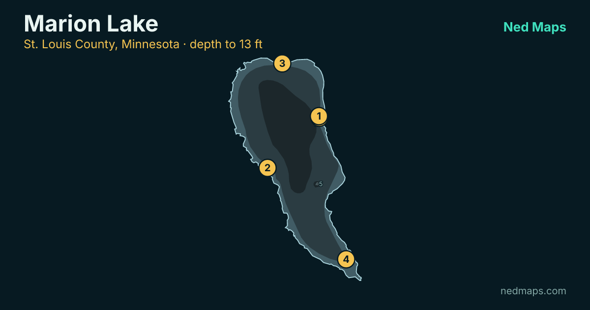Marion Lake depth contour map, St. Louis County, Minnesota
