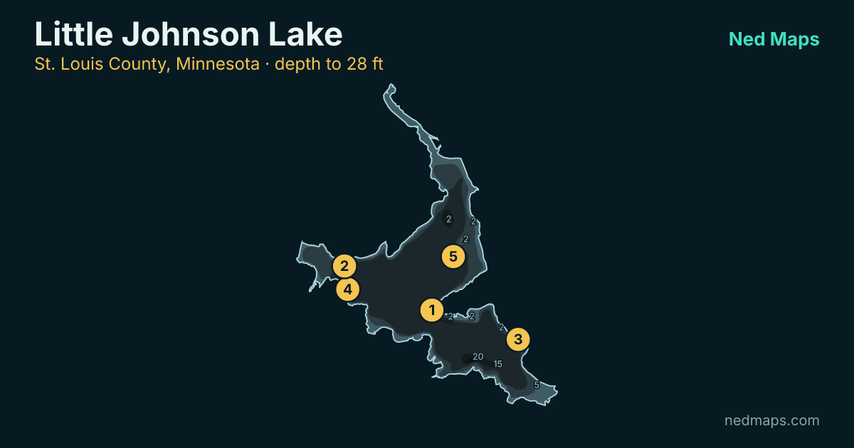 Little Johnson Lake depth contour map, St. Louis County, Minnesota