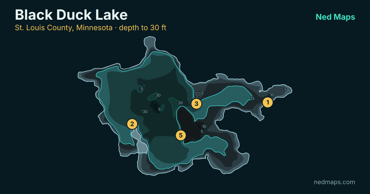 Black Duck Lake depth contour map, St. Louis County, Minnesota