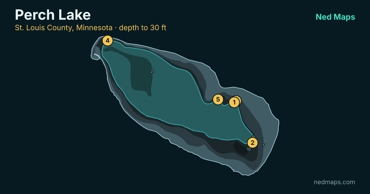 Perch Lake depth contour map, St. Louis County, Minnesota