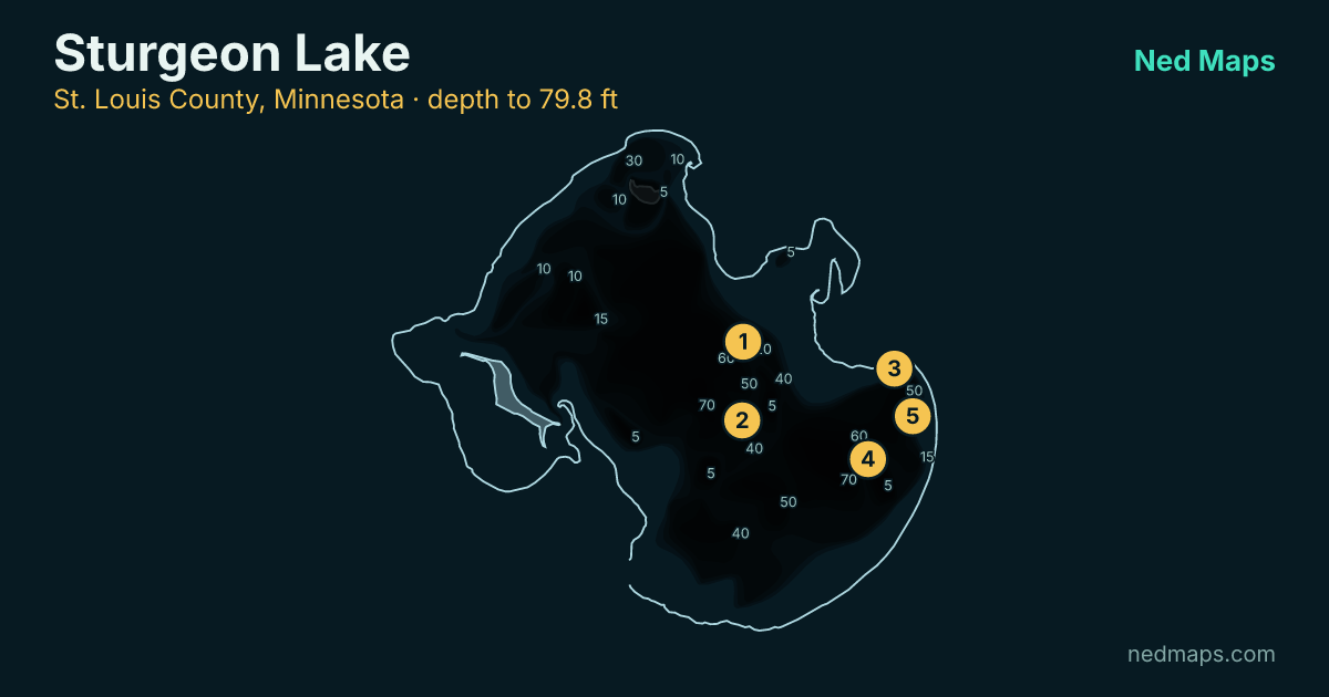 Sturgeon Lake depth contour map, St. Louis County, Minnesota