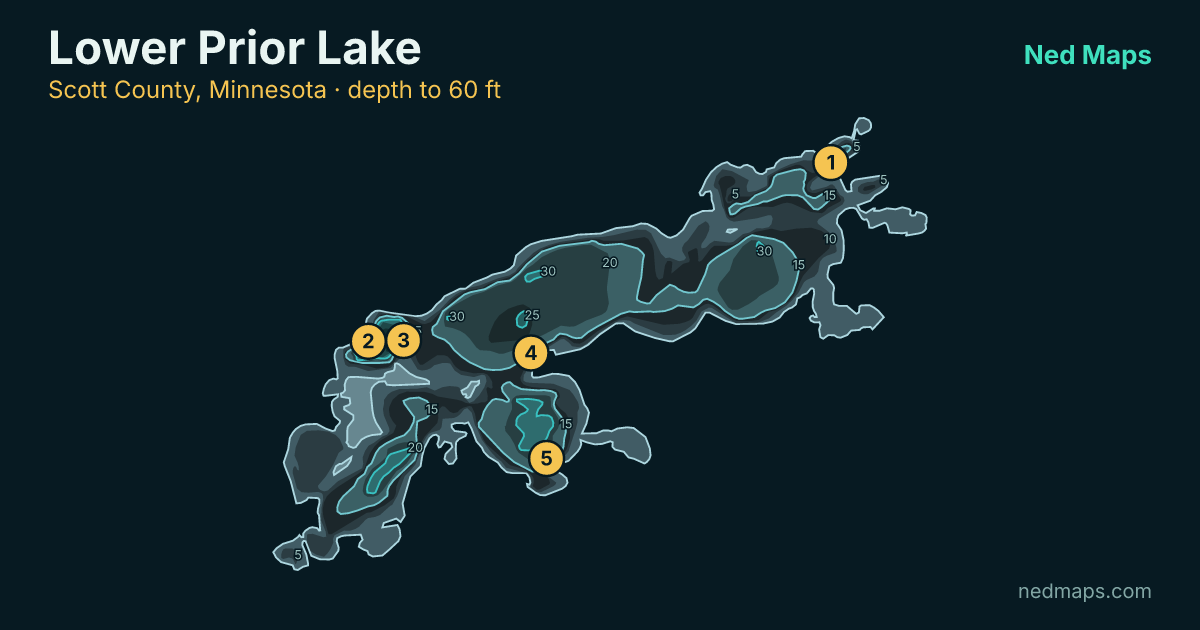 Lower Prior Lake depth contour map, Scott County, Minnesota