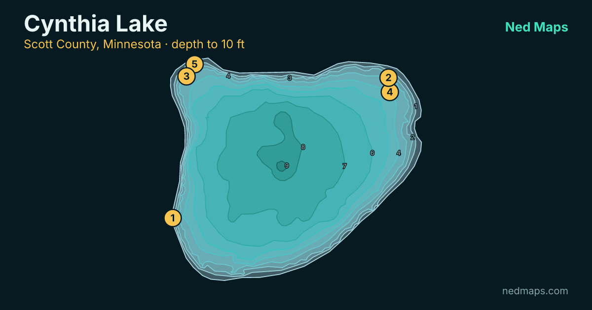 Cynthia Lake depth contour map, Scott County, Minnesota